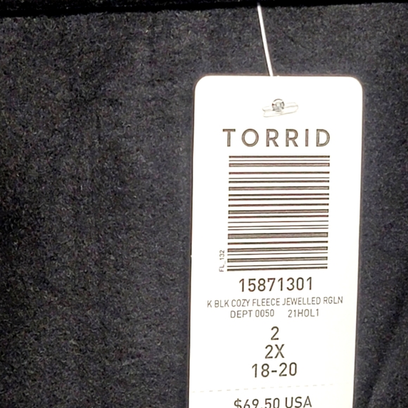 Torrid jeweled zip hoodie ultra soft black fleece - Picture 7 of 12